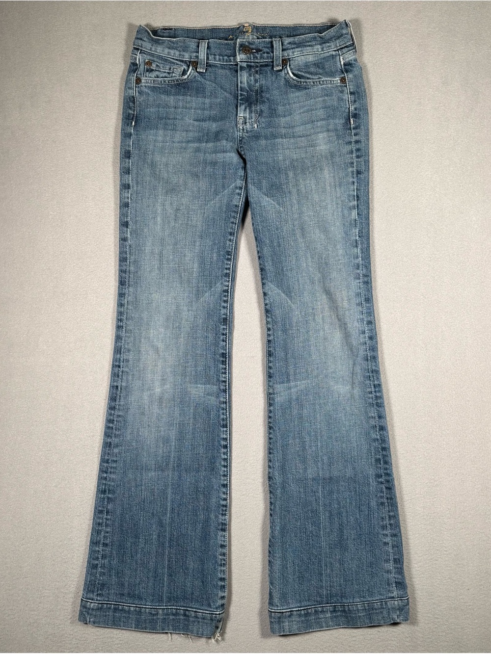 7 For All Mankind Dojo Jeans Women’s 27 Blue Denim Flare Leg Distressed Pants
